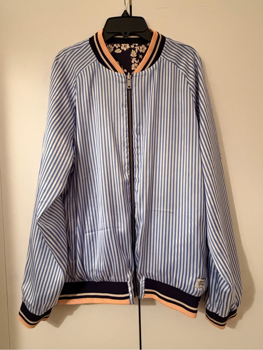 Scotch & Soda Reversible Floral Bomber Jacket - Navy/Blue Striped - Picture 6 of 7